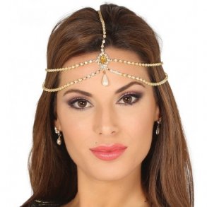 Diadem med gul sten og perle