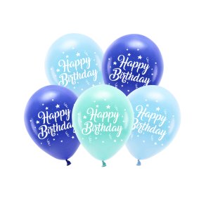  Happy Birthday balloner i bl� nuancer