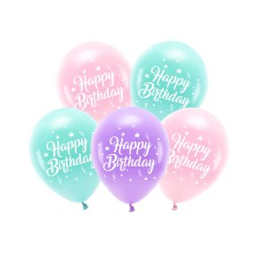 Happy birthday balloner i pastel nuancer