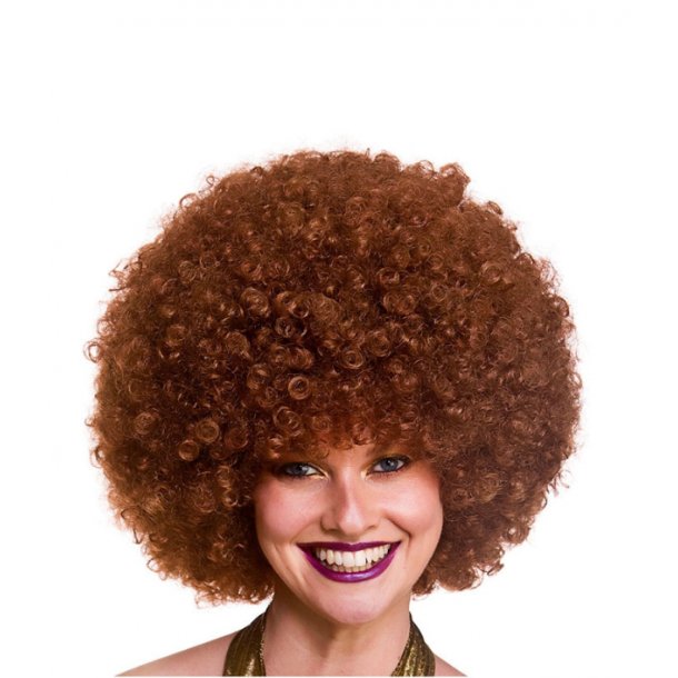 Afro sort brun | Køb gigant afro paryk her!!