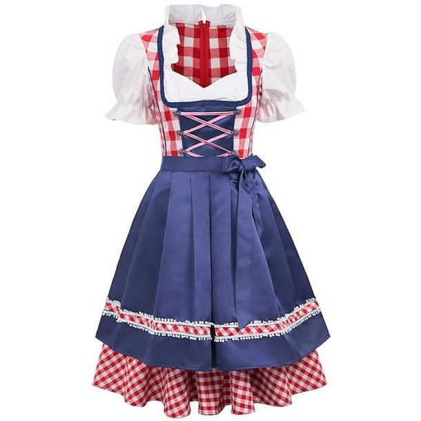 Edelweiss oktoberfest kjole - hvid og rd