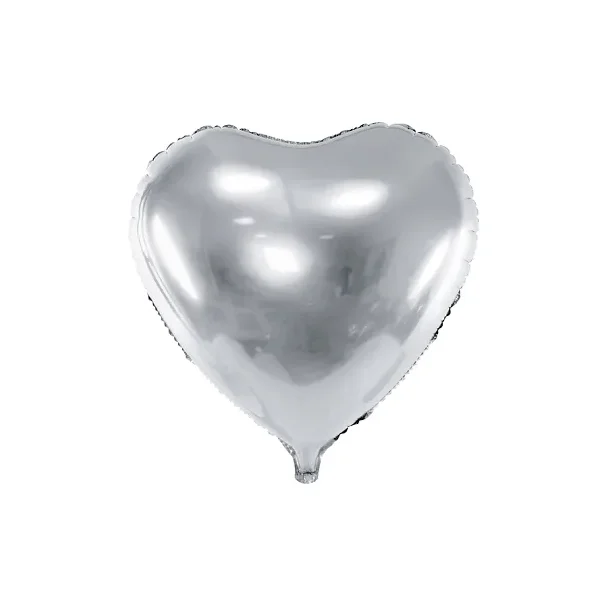Hjrtformad folieballong Silver 45cm