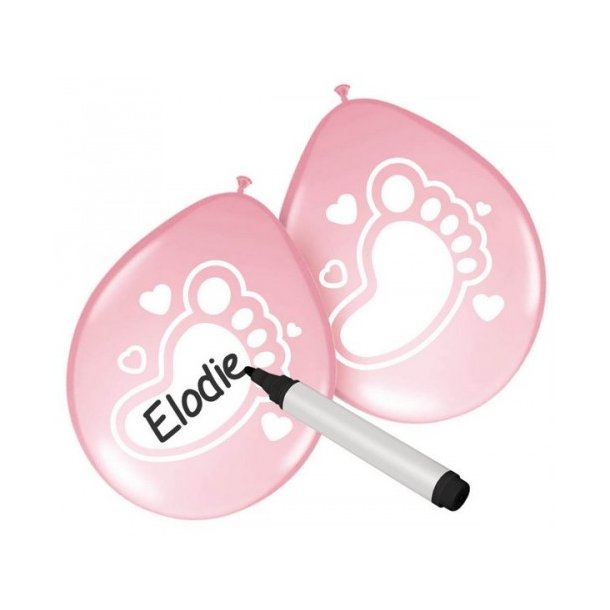 Ballong med skrivflt  30 cm, 6 stk Pink