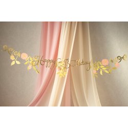 Happy Birthday girlang i guld och blommor