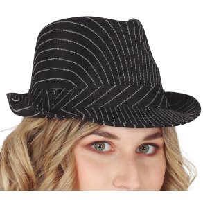 Gangster fedora sort med striber