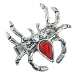 Spindelring med rd sten