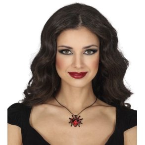 Halskde med edderkop i sort-rd