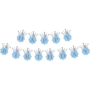 Happy Birthday Kartongbanderoll i ljusbl