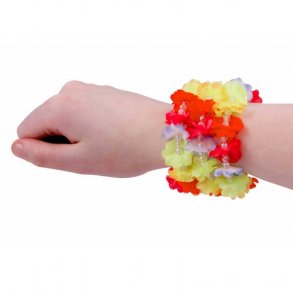 Hawaii armbnd i spiral med blomster og perler, one size
