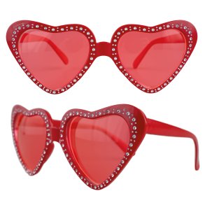 Rde hjerte solbriller med sten