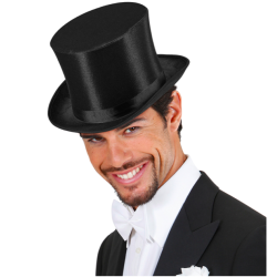 Svart hg hatt i satin