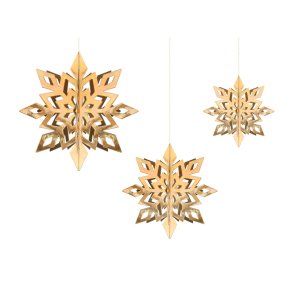 Jule dekoration Guld - Snow Flake  6stk
