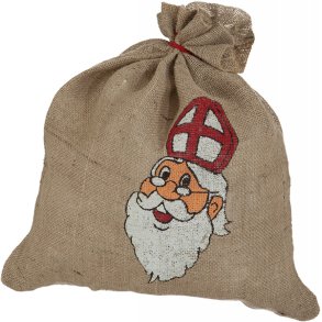 Gavesk i Hessian  med Julemandsprint 50x70cm