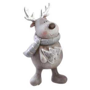 Renar i grtt och silver med julgran