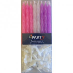 Kagelys 24 stk. pink,hvid,lilla