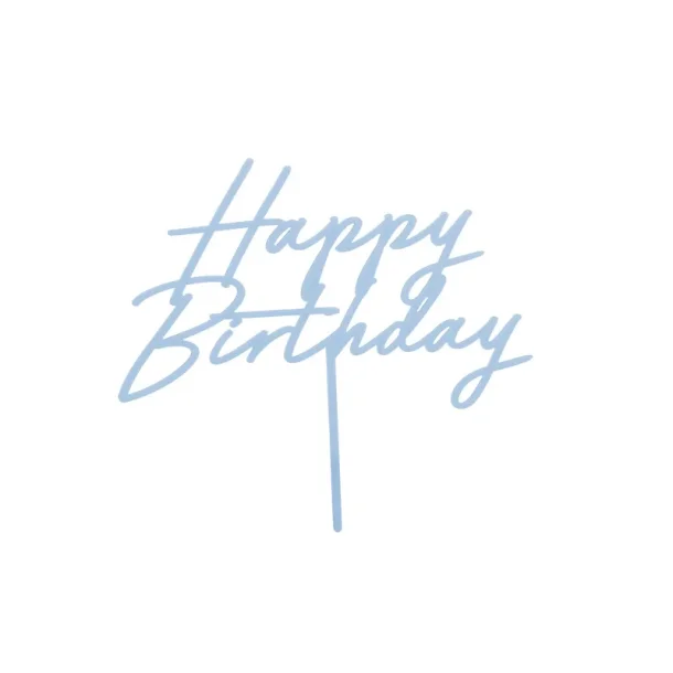 Happy Birthday kage pynt - lysebl