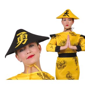 Kinesisk hat - gul og sort