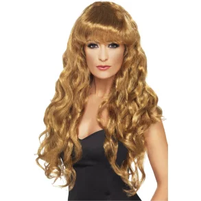 Paryk Siren Lang brun med krller