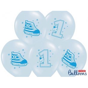 Ballon 1 og Sneakers lysebl 6 stk