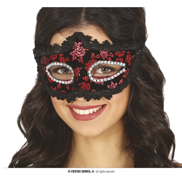Venetiansk �gonmask Svart/R�d