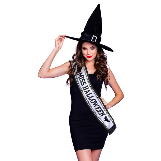 Sash sort/hvid - Miss Halloween