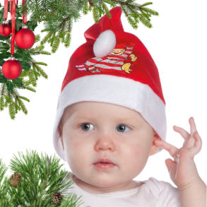 Nissehue til baby med nissepige motiv