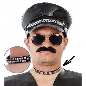 Punk halsbnd i lder med nitter