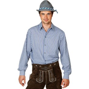 Tyrolerskjorte ternet mrkebl