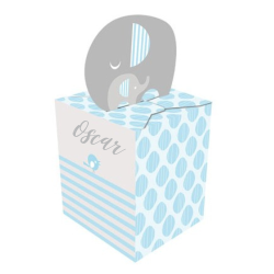 Presentaskar ljusbl elefant