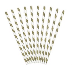 Sugerr i papir Hvid-Guld 10 stk.
