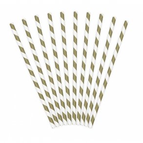 Sugerr i papir Hvid-Guld 10 stk.