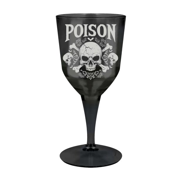 Svart plastvinglas - Poison