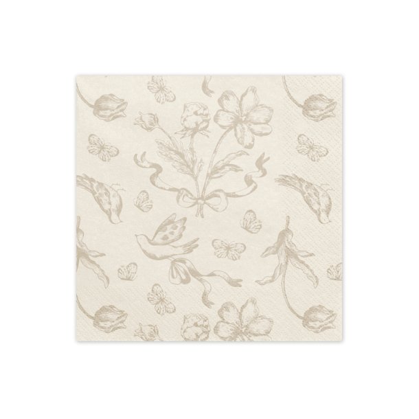 Beigefrgade servetter med blommnster