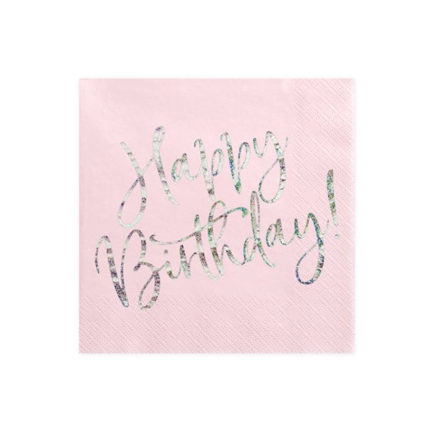 Happy Birthday servetter i rosa