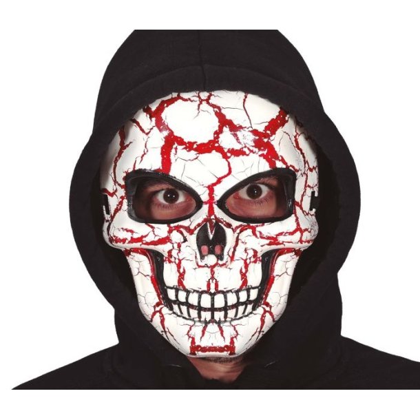 Skelet maske i hvid PVC - Blodsprngt
