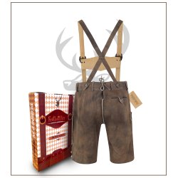 Lederhosen korte i gedeskind - Antik brun 