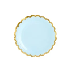 Paptallerken i lysebl med blget kant