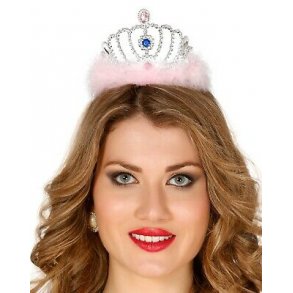 Tiara slvfarvet med plaststene og plys