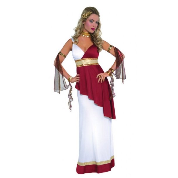 Udholdenhed krater Mellemøsten Græsk kjole i vinrød lux | flotte Græske kostumer og kjoler her