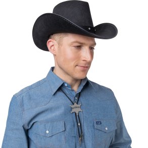 Sherif-Stjerne i slvmetal i sort halssnor