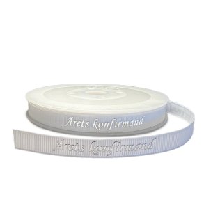 rets konfirmand satinbnd i Hvid-slv