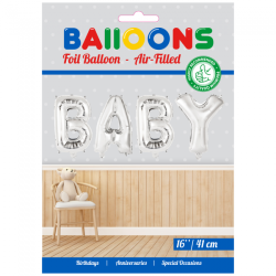 Folie ballong BABY 41 cm i silver