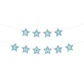 Baby shower banderoll med stjrnor i ljusbltt