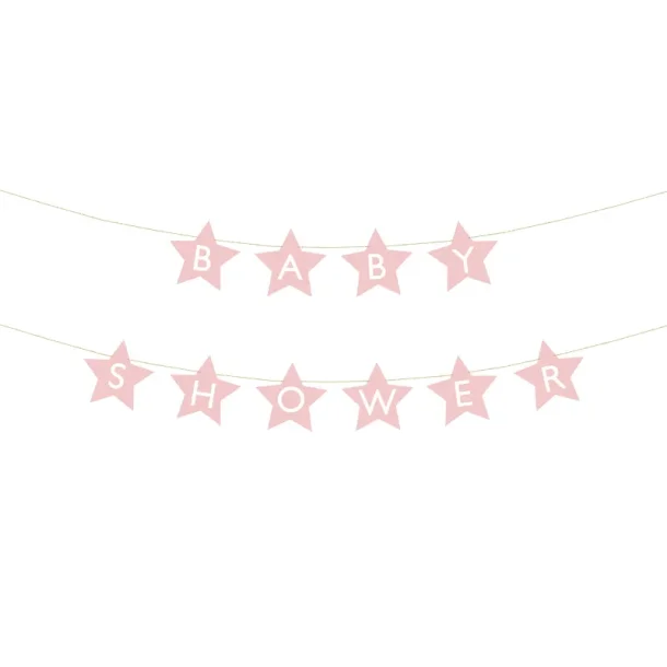 Baby shower banderoll med stjrnor i rosa