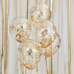 Ballong transparent med konfetti Guld
