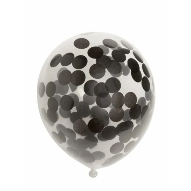 Ballon transparent m.rund sort konfetti