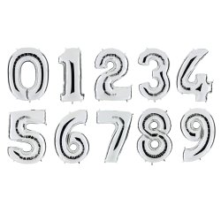 Folieballong ciffar i silver, 102 cm