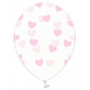 Ballong transparent med rosa hjrtar