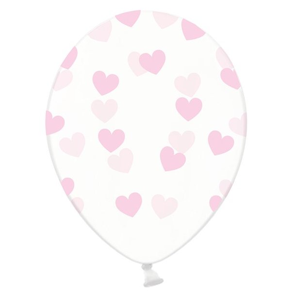 Ballon transparent med lyserde hjerter
