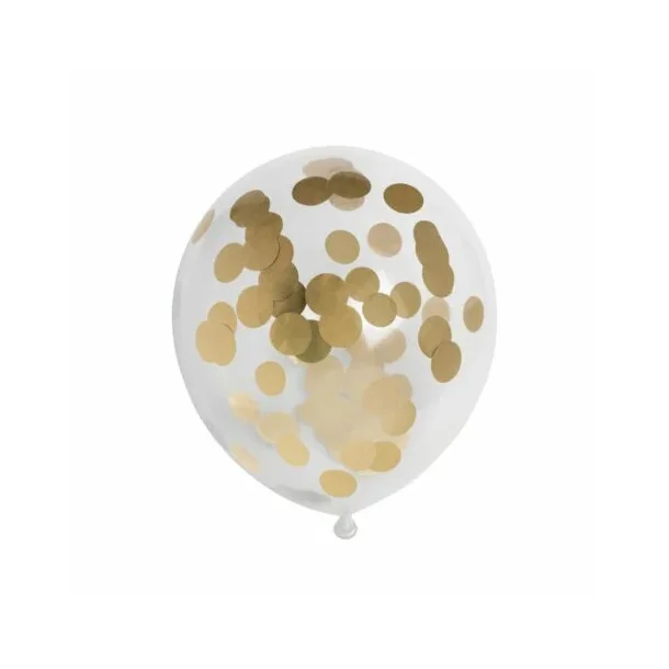 Ballon transparent med konfetti i mat Guld